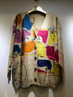 Colorful Faces Art Cardigan