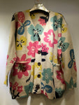 Colorful Flower Print Button-Up Cardigan